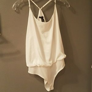 White silk camisole bodysuit